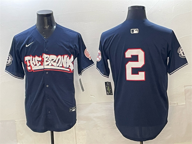 Men's New York Yankees #2 Derek Jeter Navy Bronx Graffiti V2 Vapor Limited Stitched Baseball Jersey Men's New York Yankees #2 Derek Jeter Navy Bronx Graffiti V2 Vapor Limited Stitched Baseball Jersey